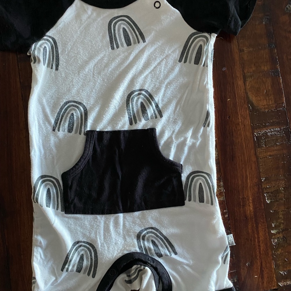 Kyte black and white rainbow shortall